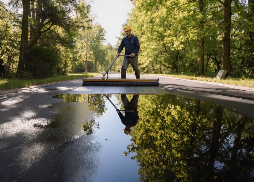 Freshly paved residential driveway by All American Asphalt